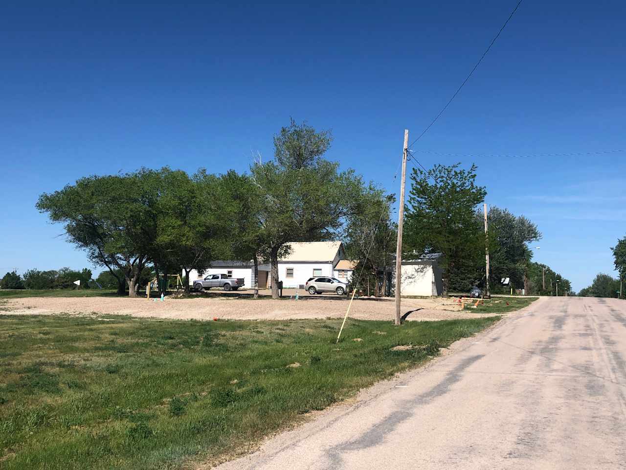 As you approach from the west, the initial gravel area you see is the west campaign site.