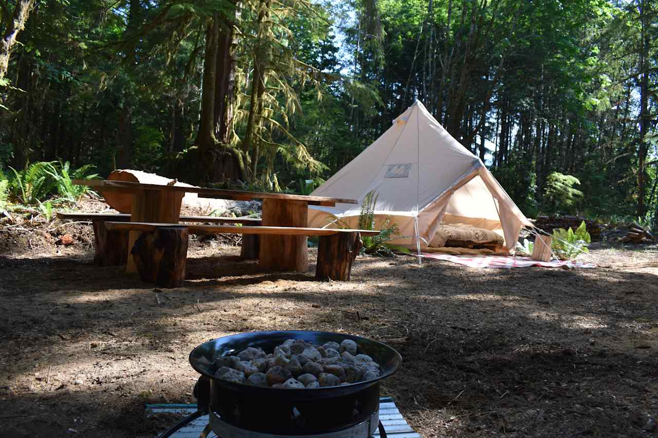 Propane fire pit included at Cedar Palace