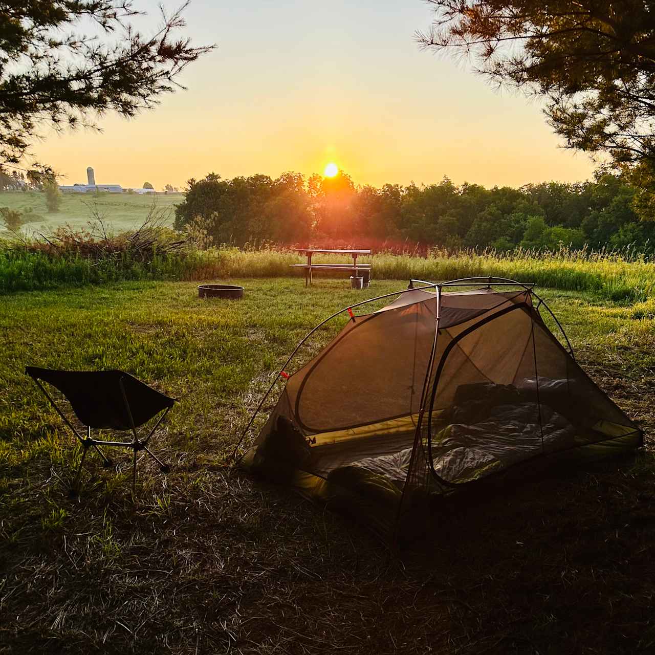 Sunrise at pines campsite.