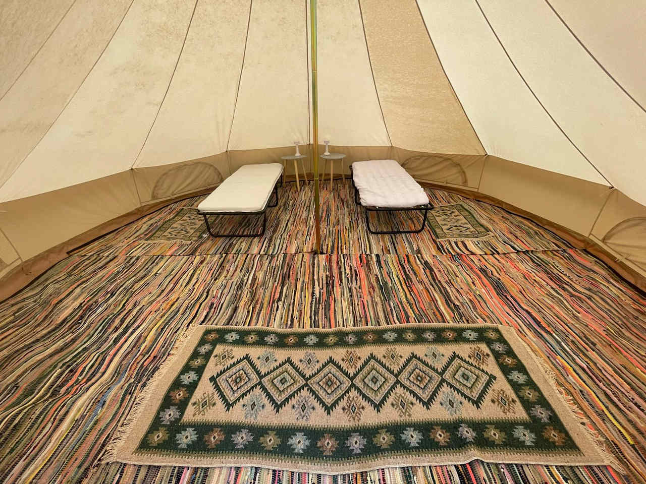 Inside one of our other bell tents...