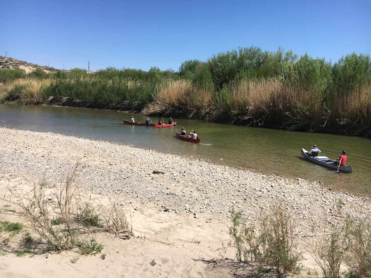 Camping is available on the beach of the  Rio Grande River.  