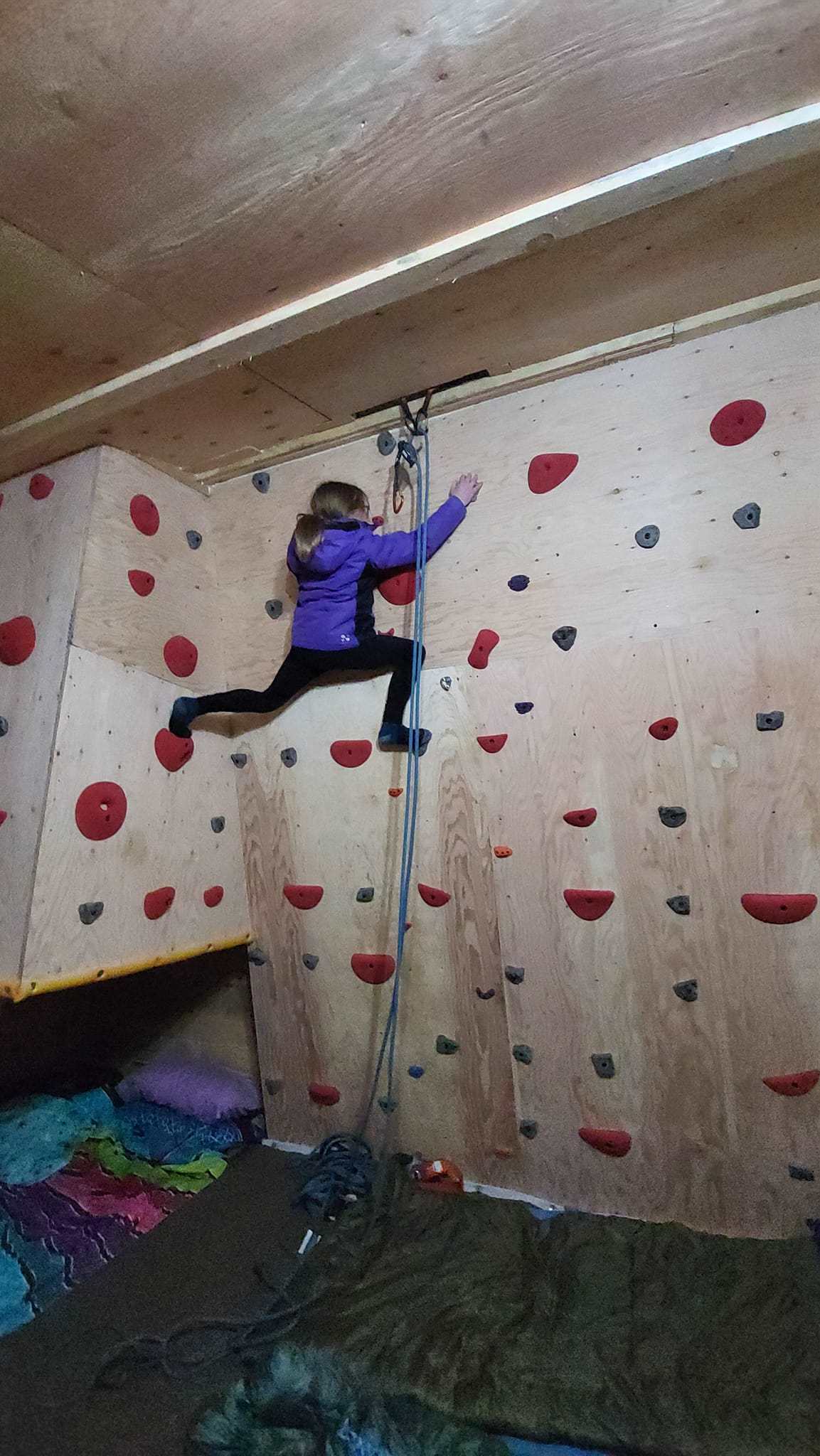 Come rock climb INDOORS in our indoor play and caving cabin.
