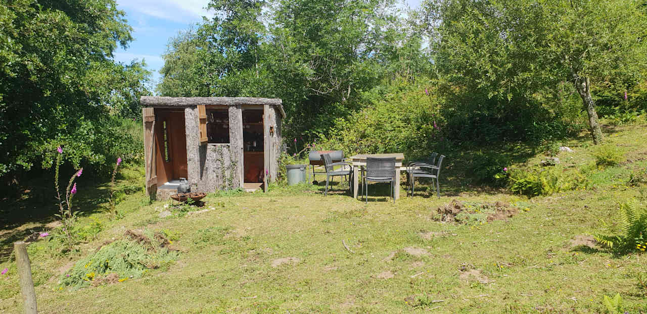 kitchen and solar/gas shower hut