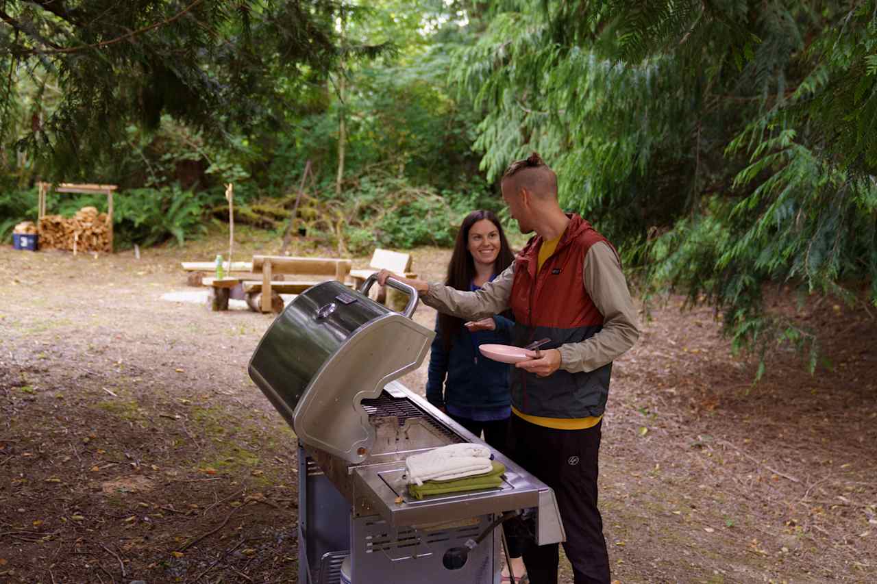 Really enjoyed having a grill, instead of needing to bring my small one with for camping!