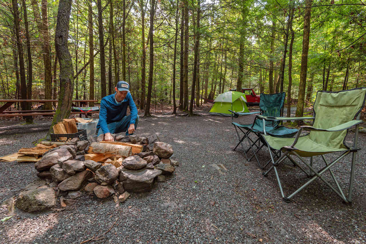 Getting the campfire started at Site 4.