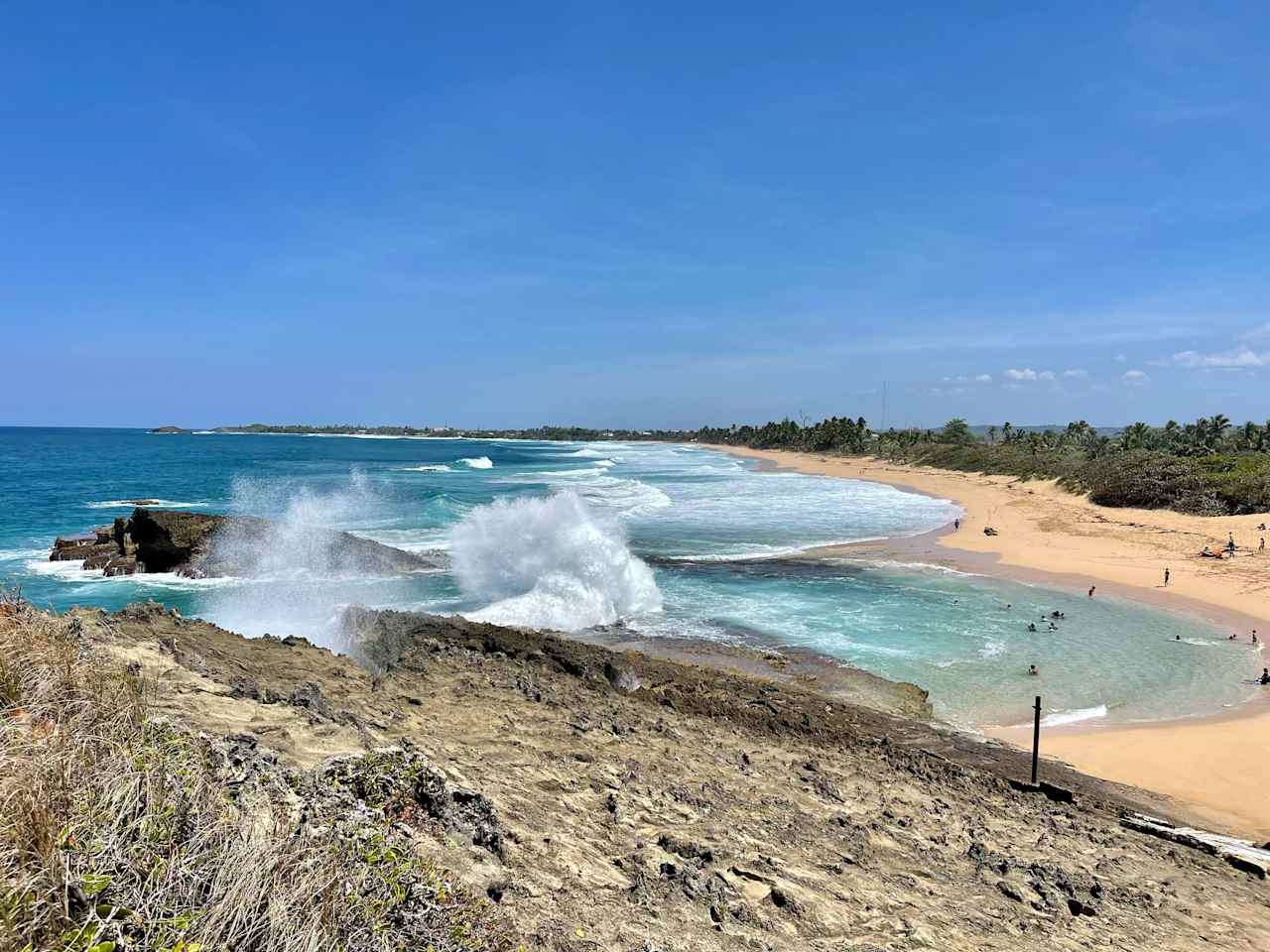 Playa Obispo in Arecibo is about 25 minutes away from camp. Easy, beautiful drive too.  Great place for families with kids. Cove makes for a nice safe space for kids to play in the water.  With so much beach you’re bound to find some privacy too. Regular beach good for jumping in waves. 