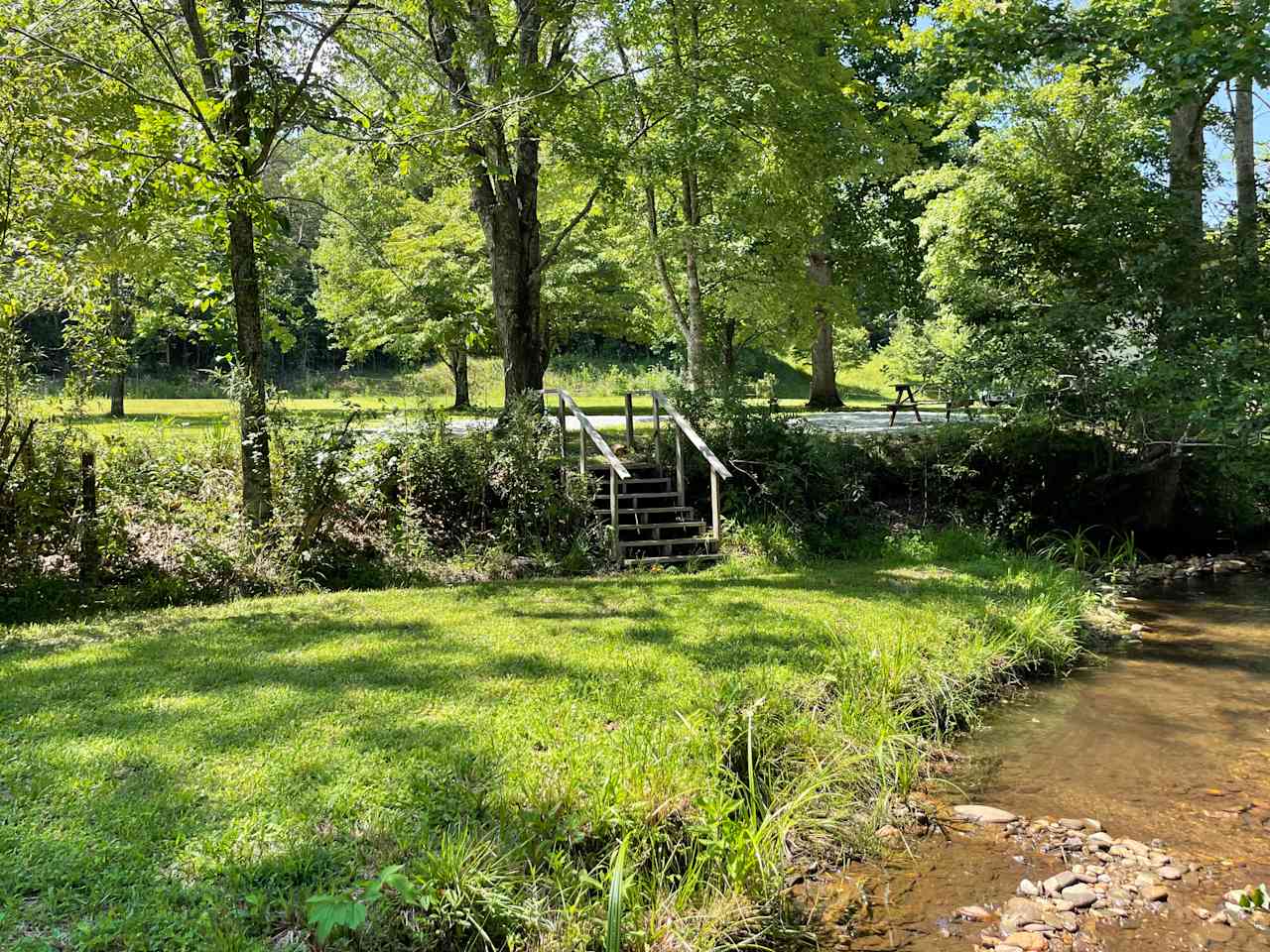 Stairs behind site 1 and 2 that lead to easy access to creek.