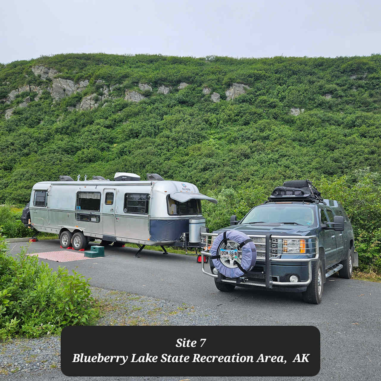 Site #7. Lake is behind bushes