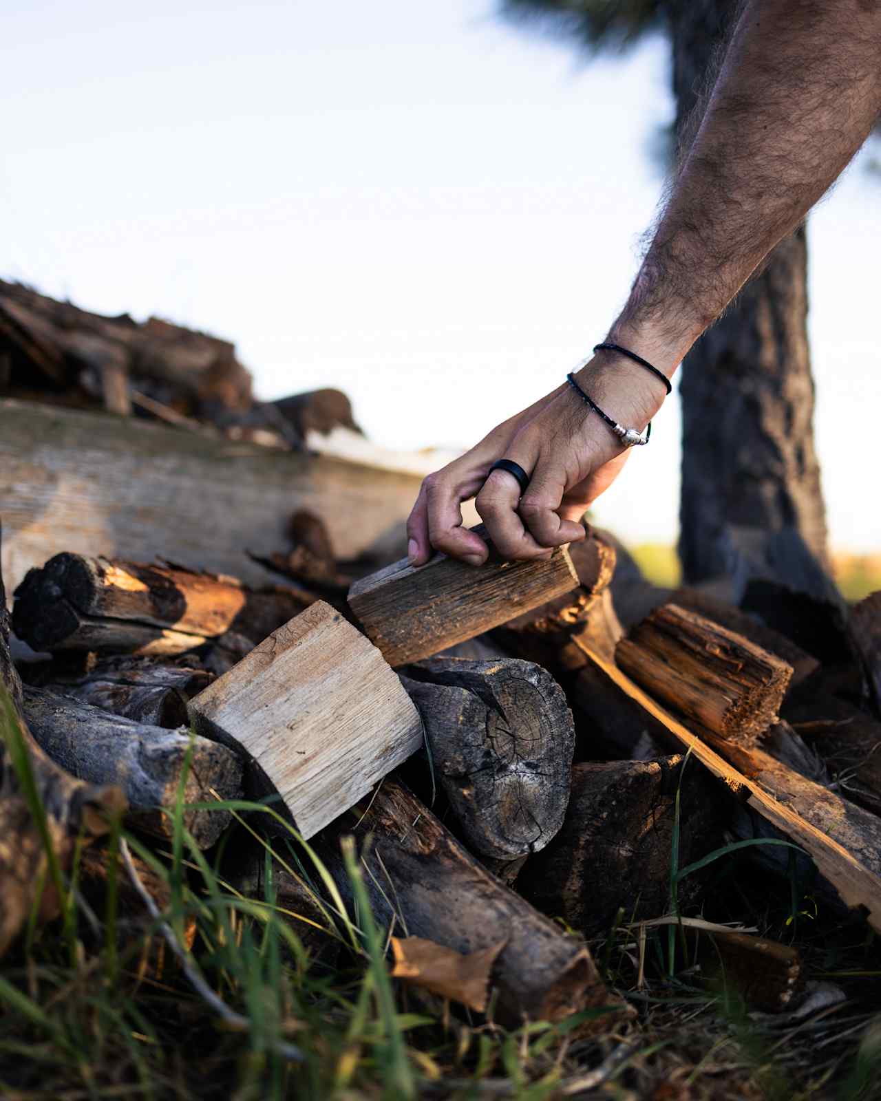 Firewood was provided by hosts for the fire. 