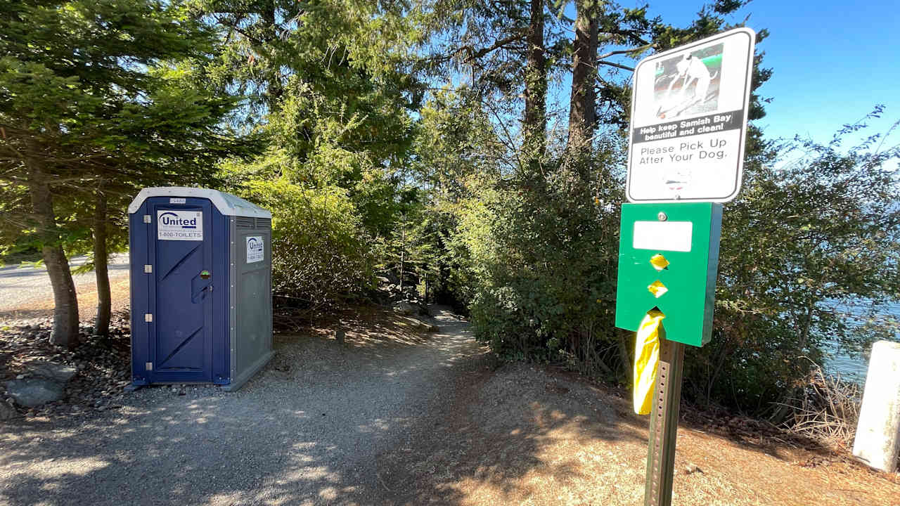 Portapotty and path to beach