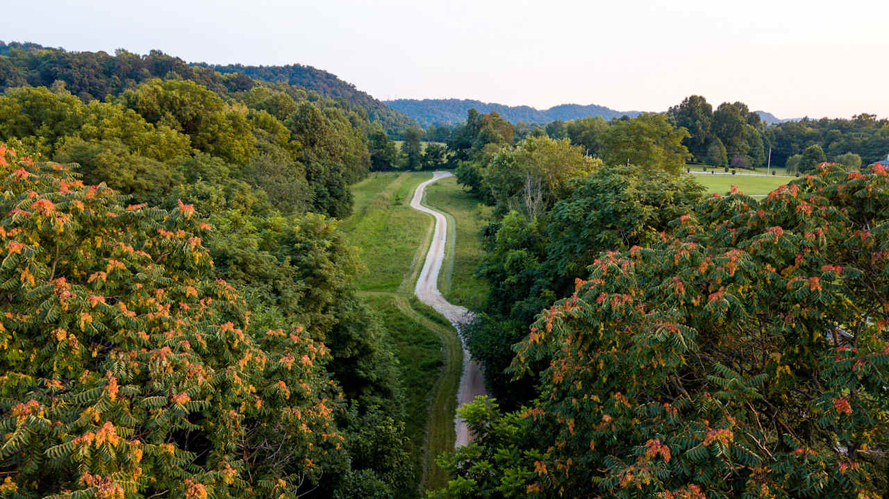 Aerial view of 5 acre camping field. 