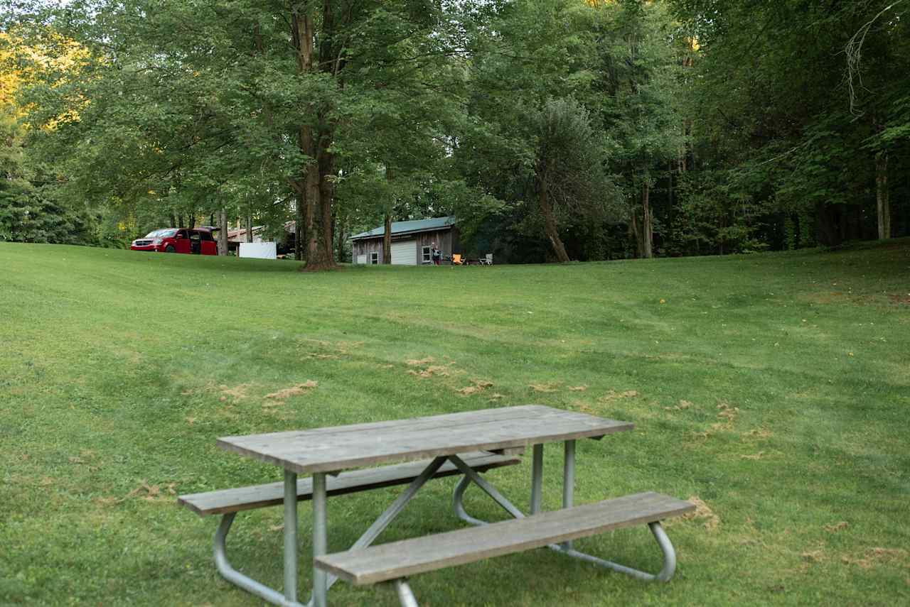 Picnic table on an electric site