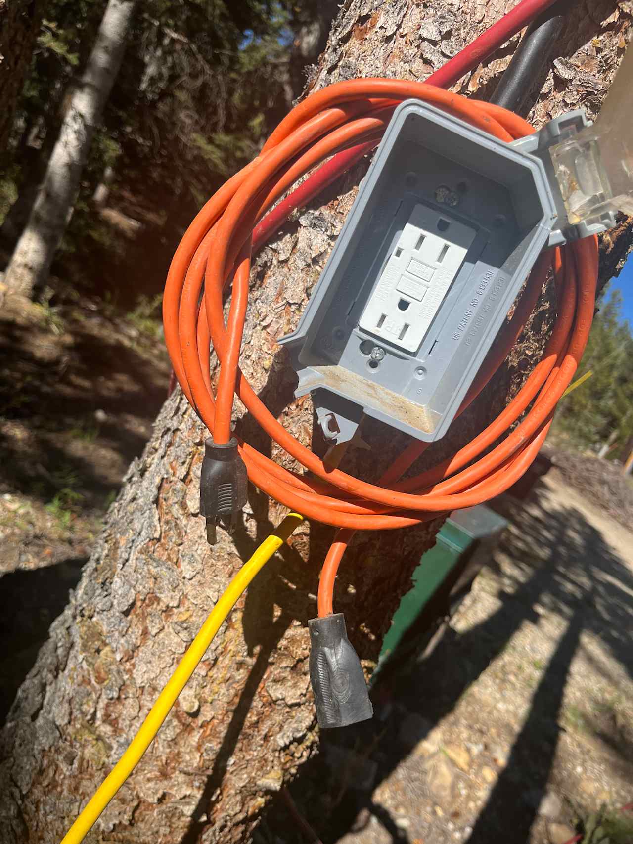 Power for a tent 🏕️ 
Light switch above power. Please turn it off when you check out.