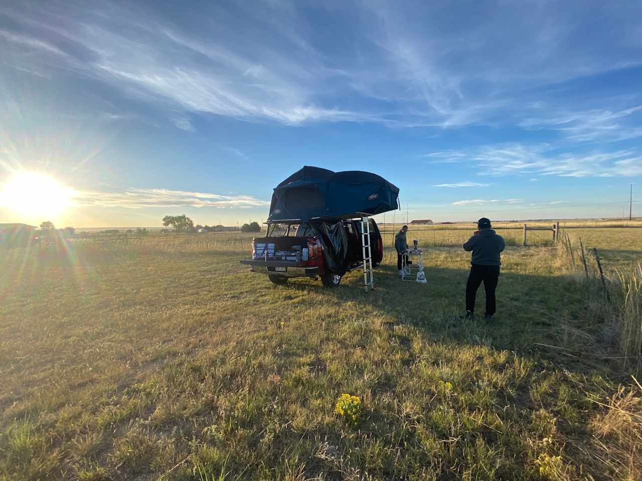 Flat prairie with open sky.