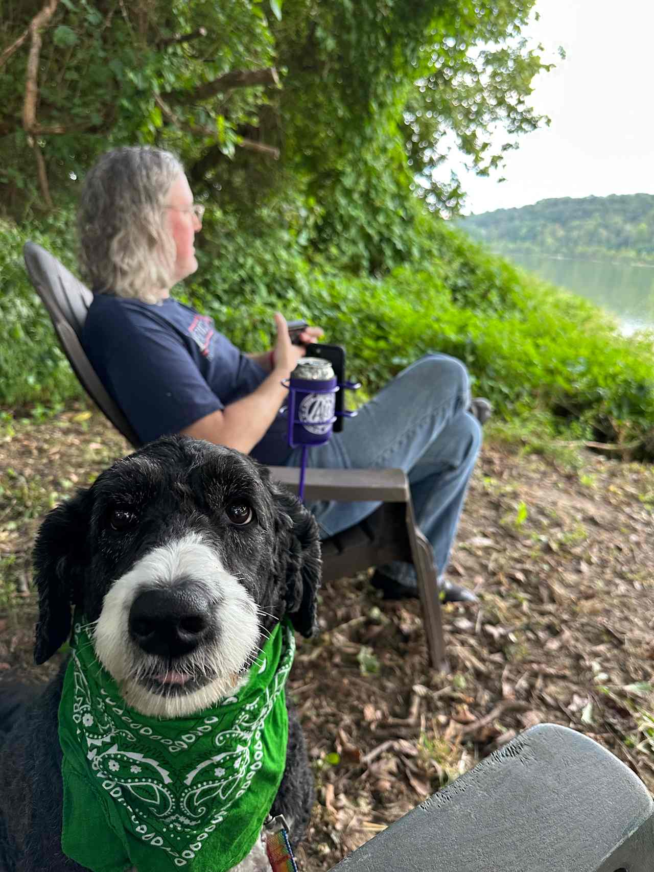 Woods behind us, river ahead. SO pretty and peaceful!