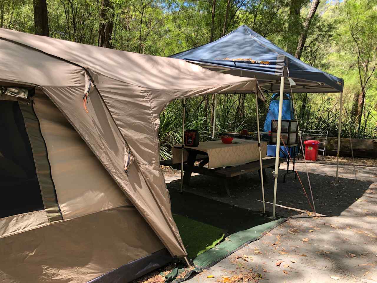 Black Wolf tents, floor mats, kitchen kit ready to go!