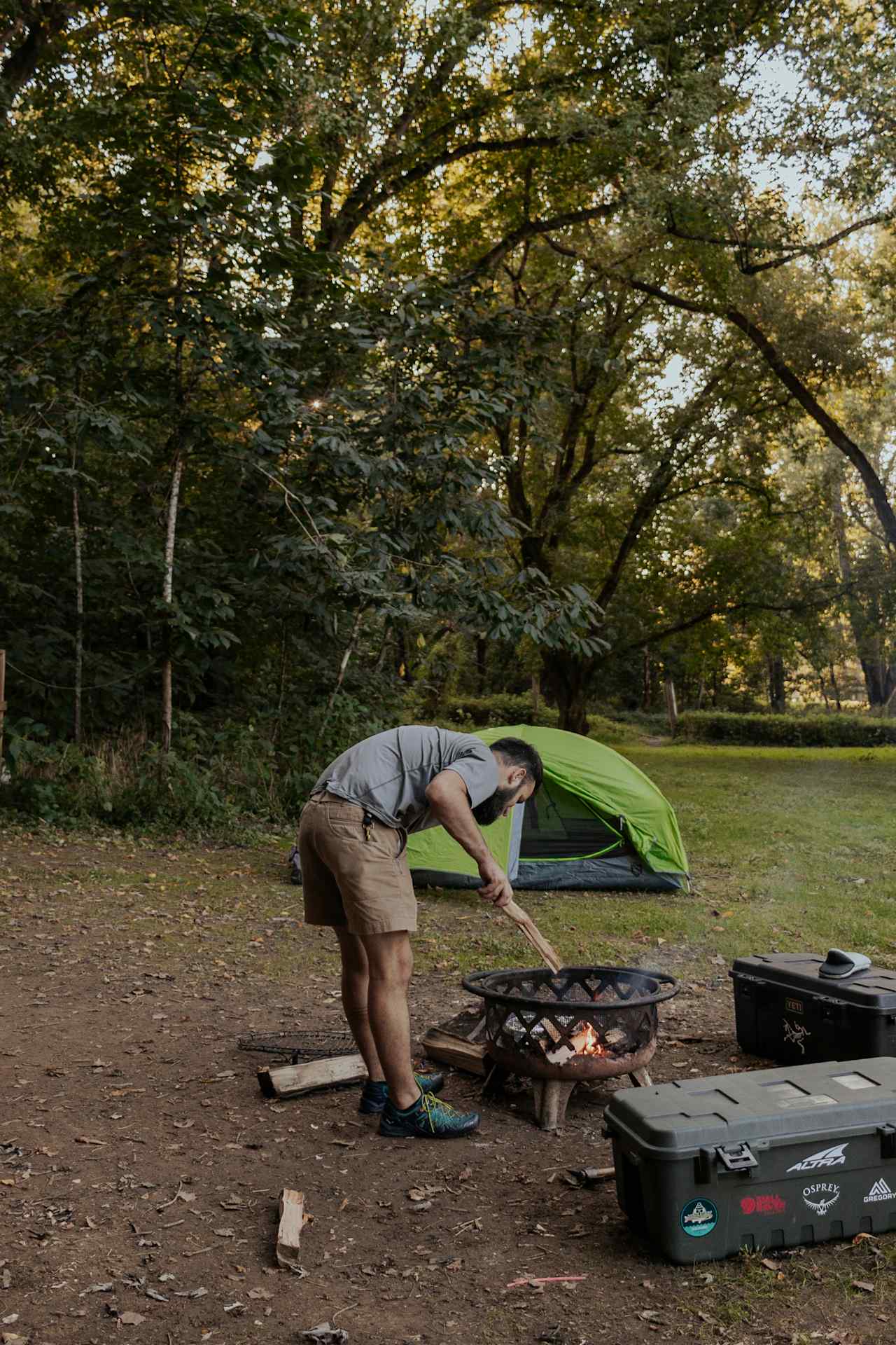 Fire pit in use.