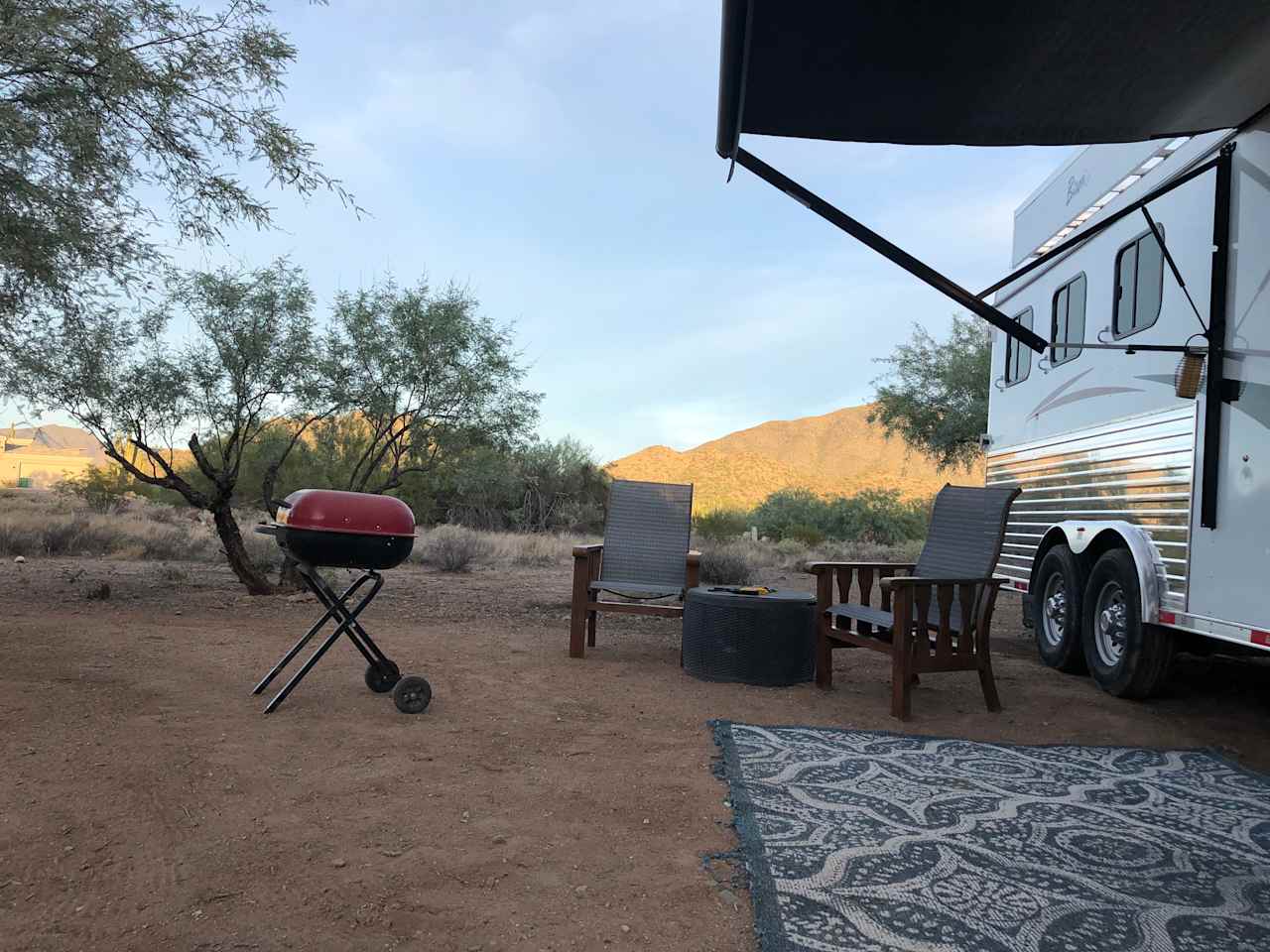 RV Camping with outdoor seating 