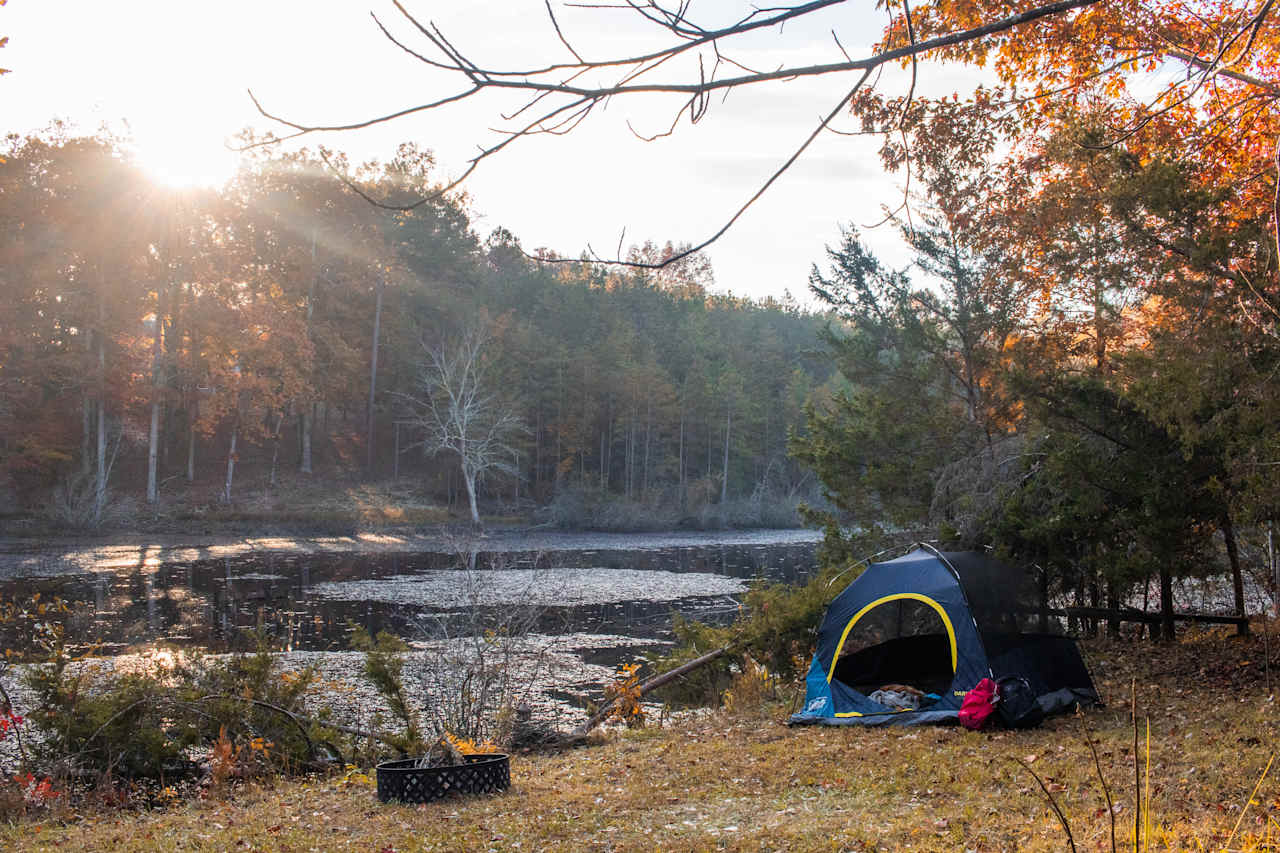 The campsite on a chilly fall morning.