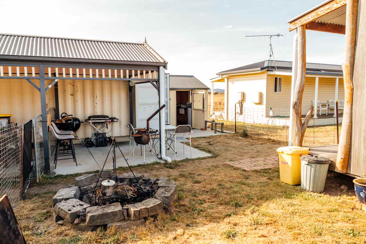 The communal space for campers to cook, have a fire and hang out.