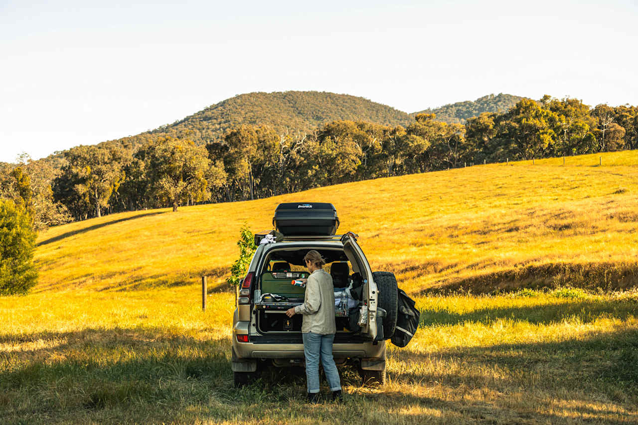 Cooking with a view at Creek Camp, suitable for tents and 4WD's