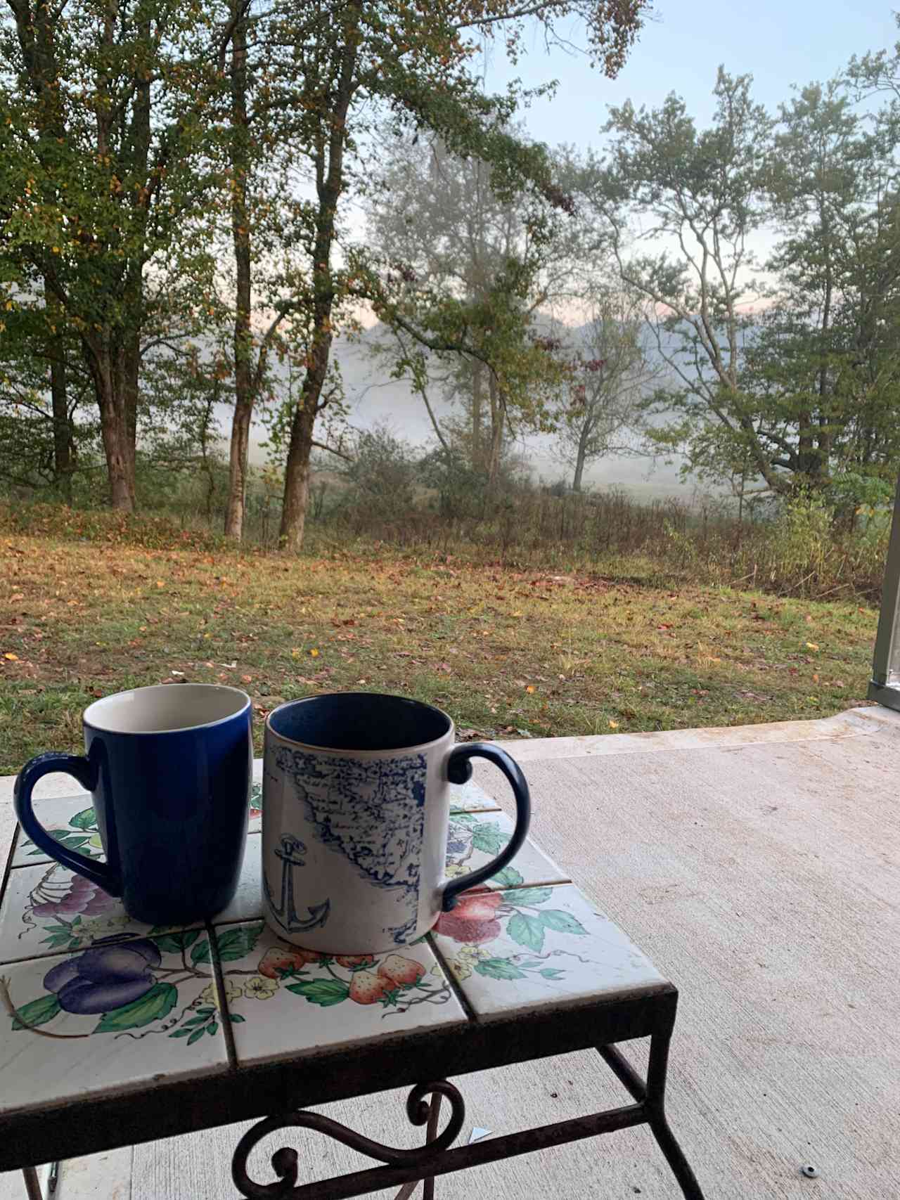 Morning coffee overlooking the smoky valley.