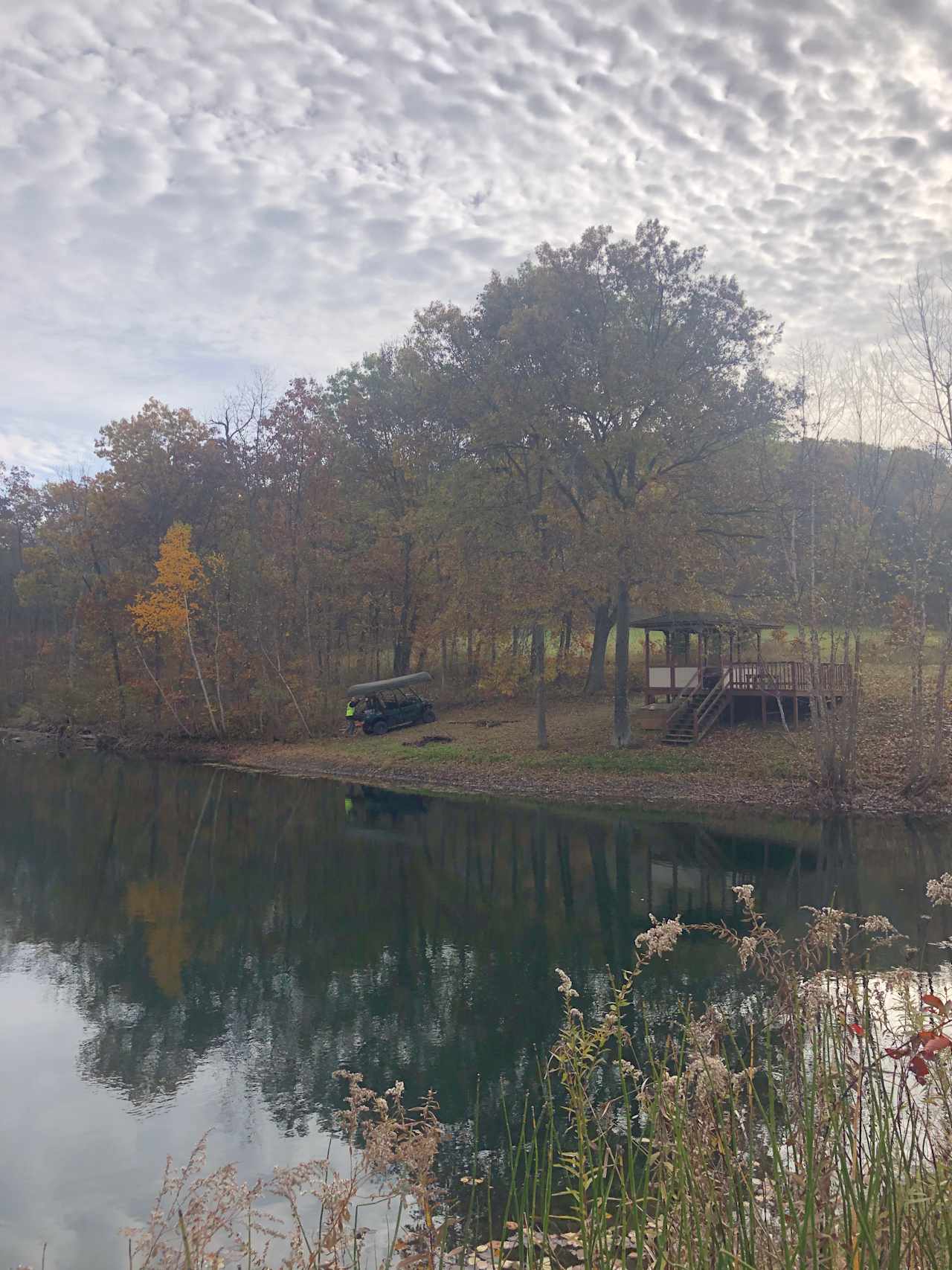 Gazebo campsite with fire pit and picnic table