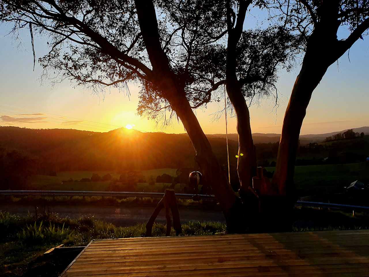 The caravan deck is the perfect spot to enjoy a drink as the evening sets in