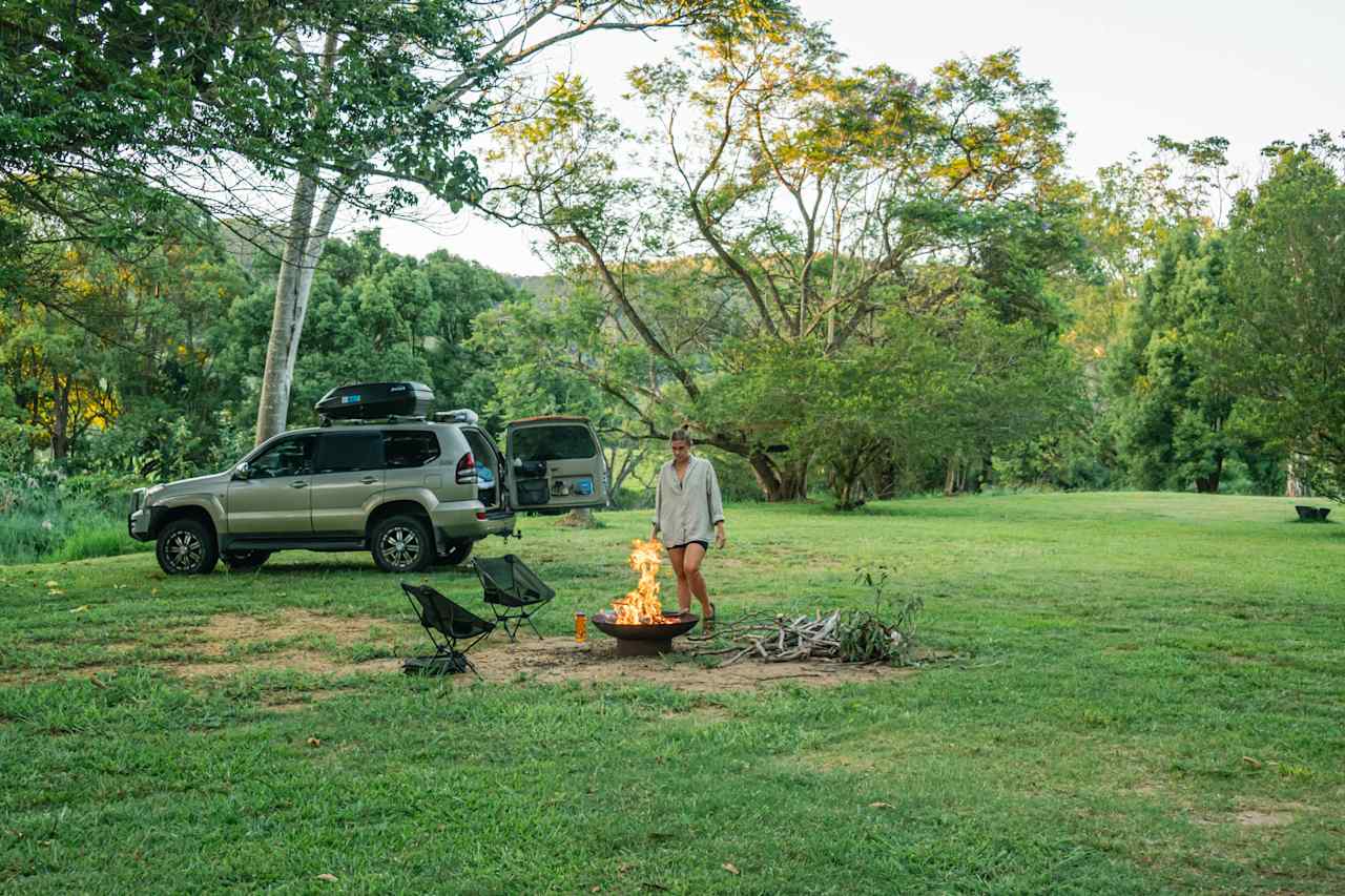 Tending to the campfire 