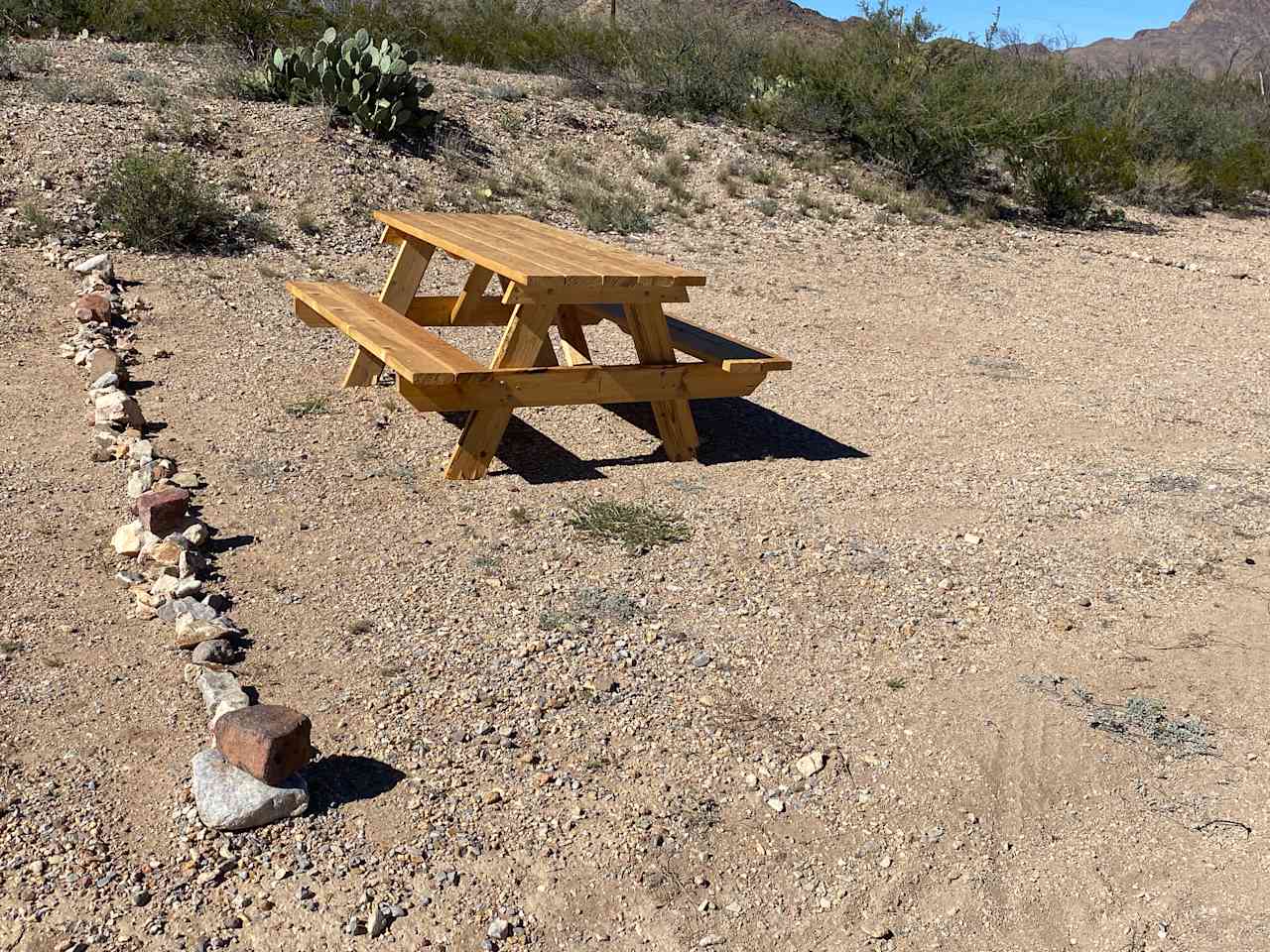 Each campsite has a picnic table and fire ring. 
