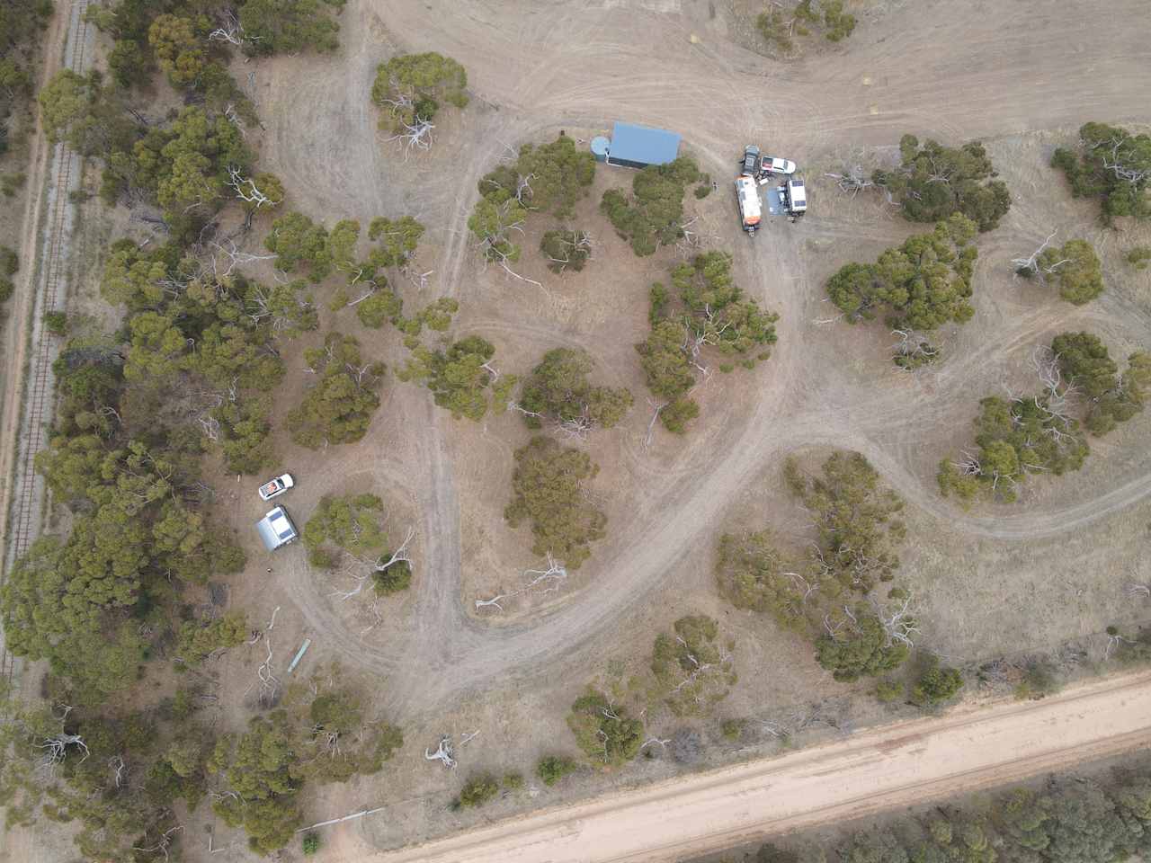 Aerial view of campsite