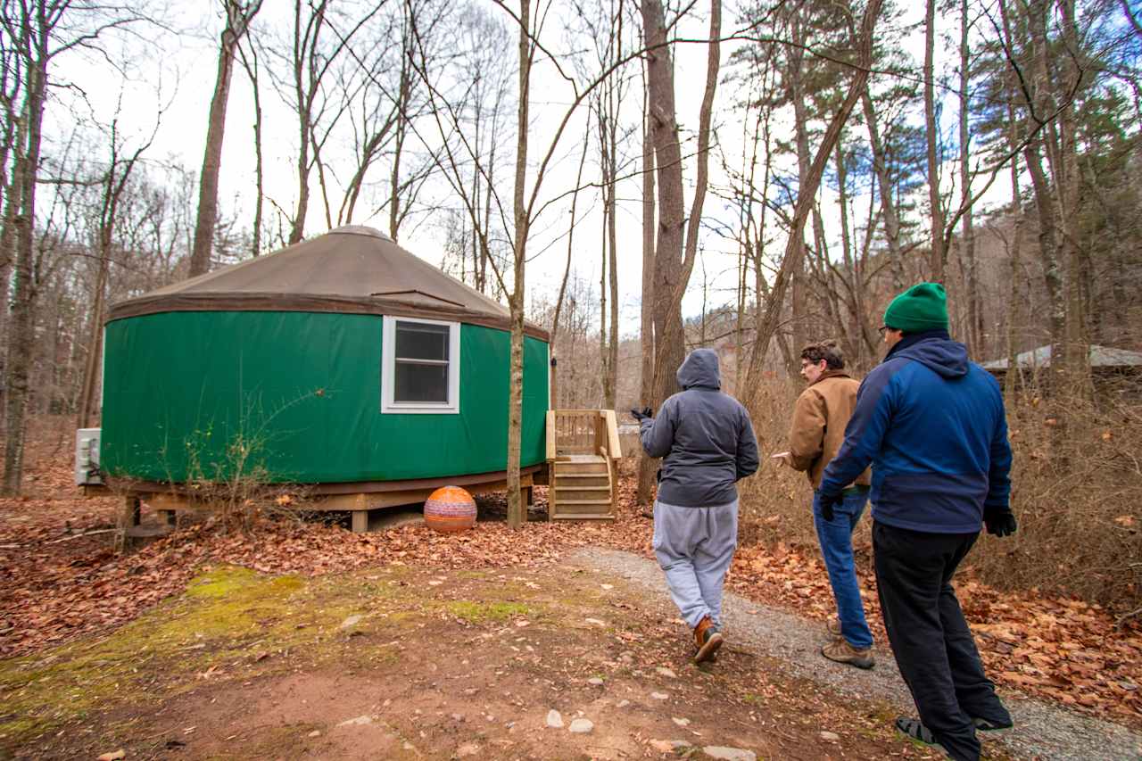 Headed into the yurt after a New Year’s Day walk.