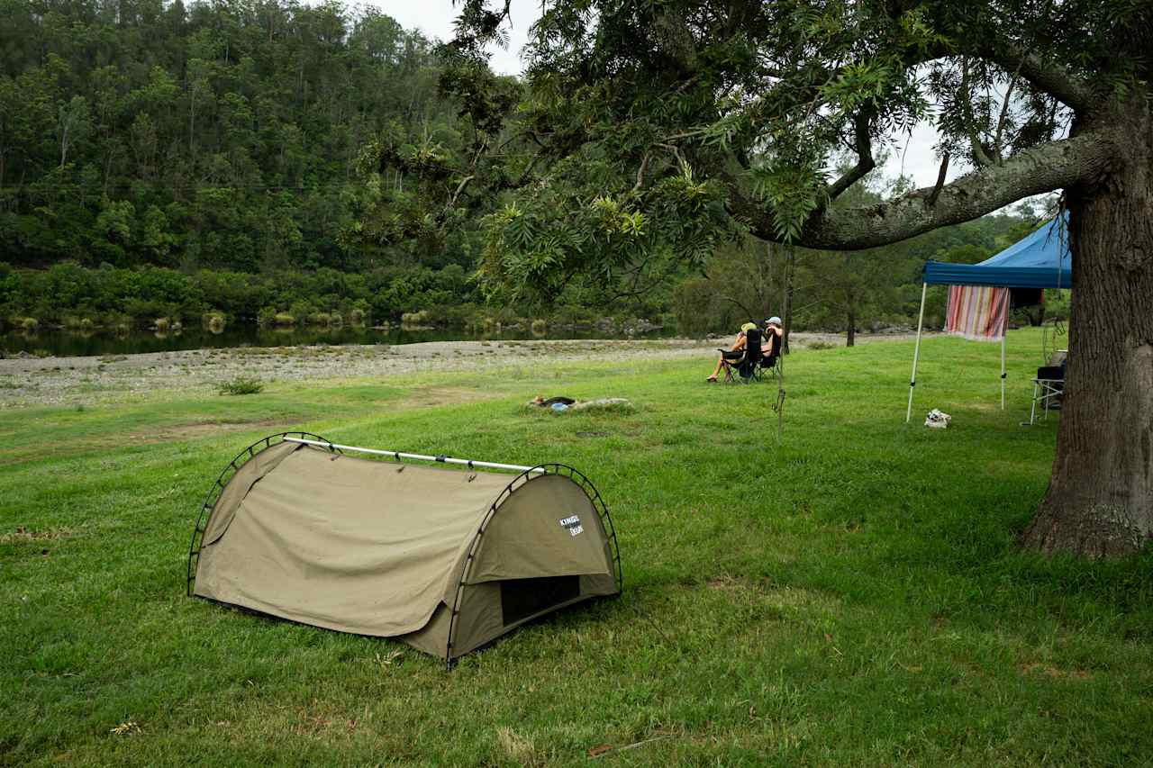 Overview of the camp overlooking the river.