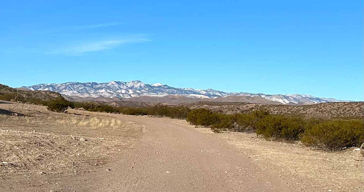 Snowy Magdalena Mountains view from the Perry Farms RV Park. 