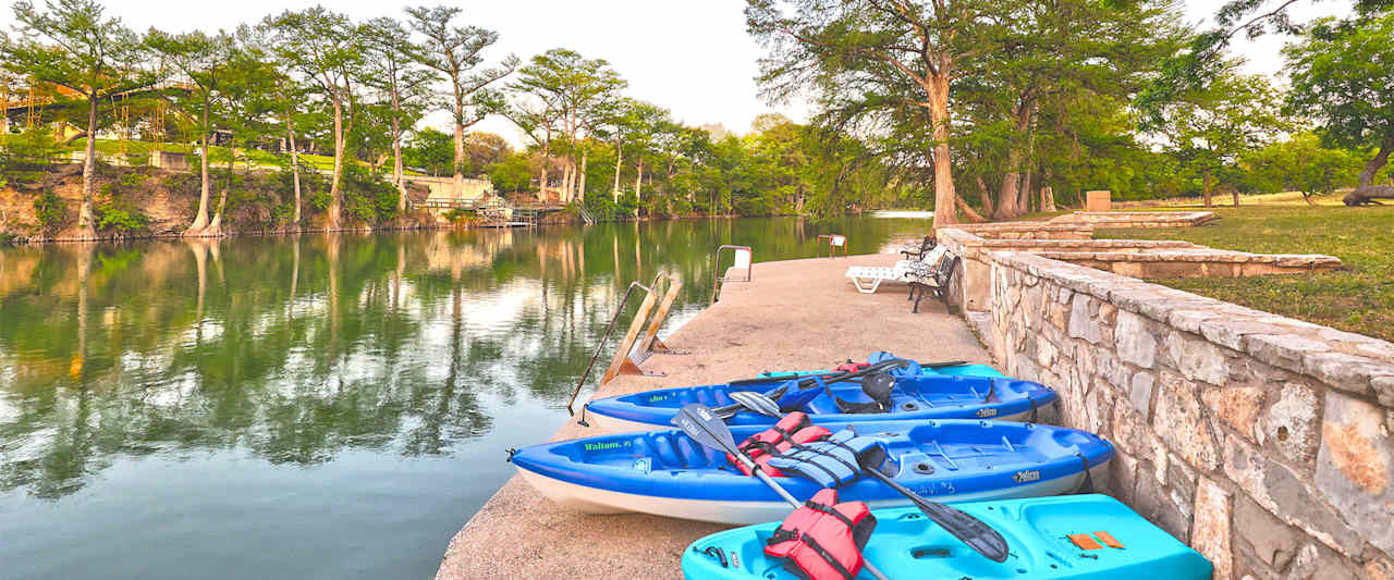 Kayaks for guests. Beautiful section of the Guadalupe River