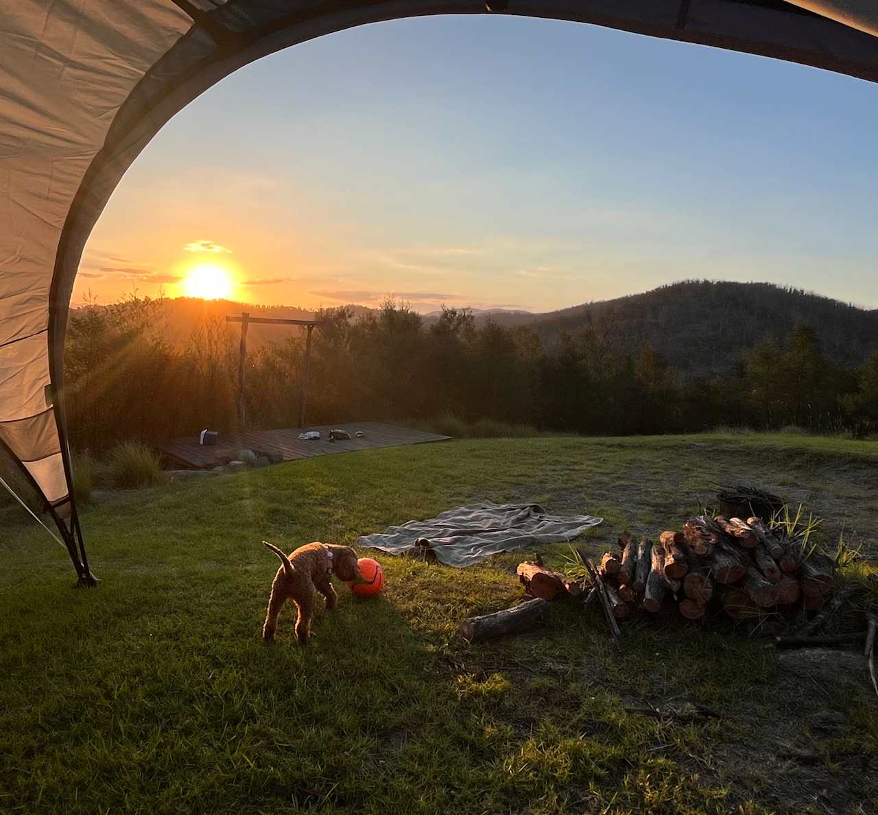 Our camp site sun set view