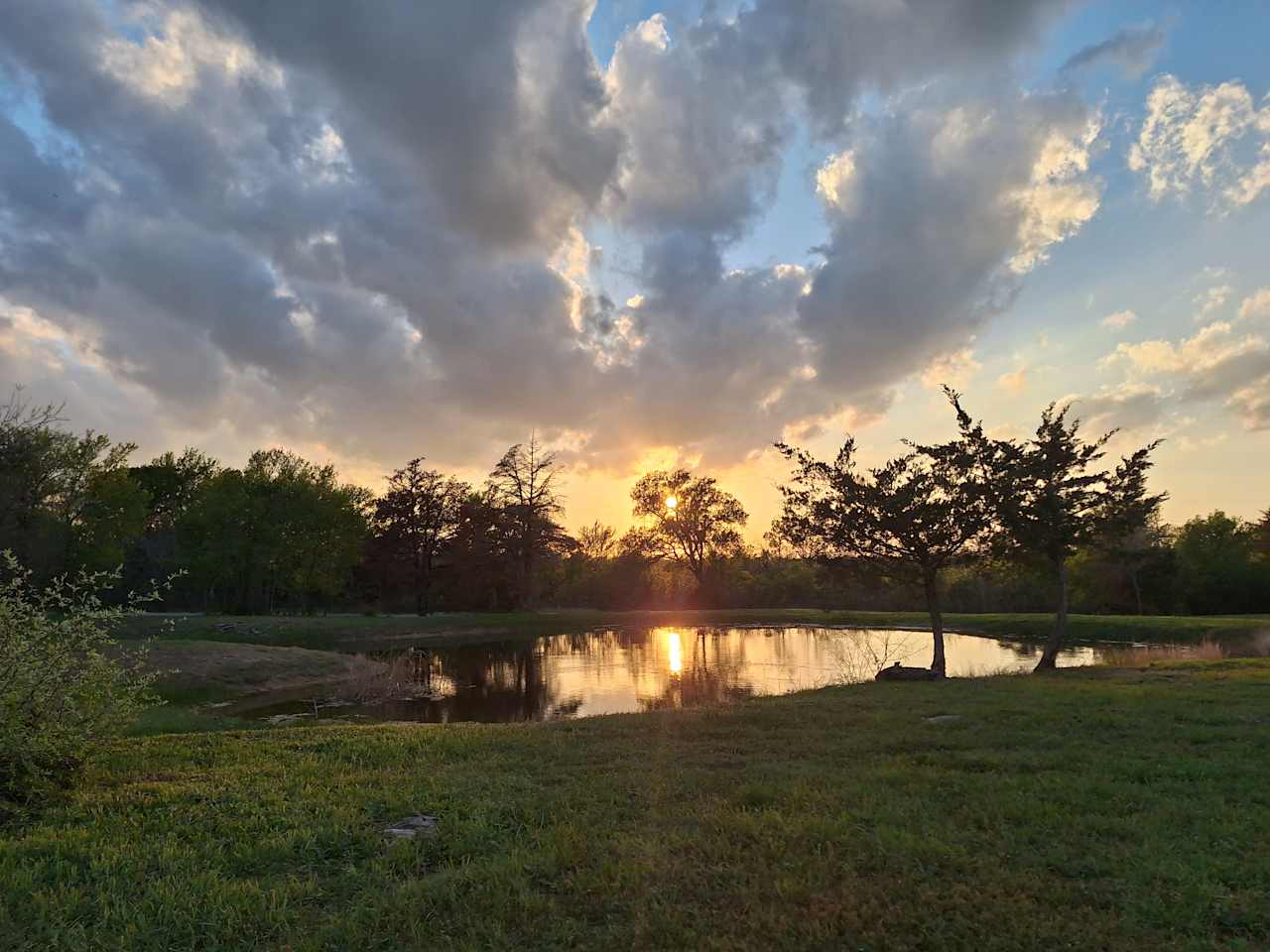 Sunset over one of the ponds