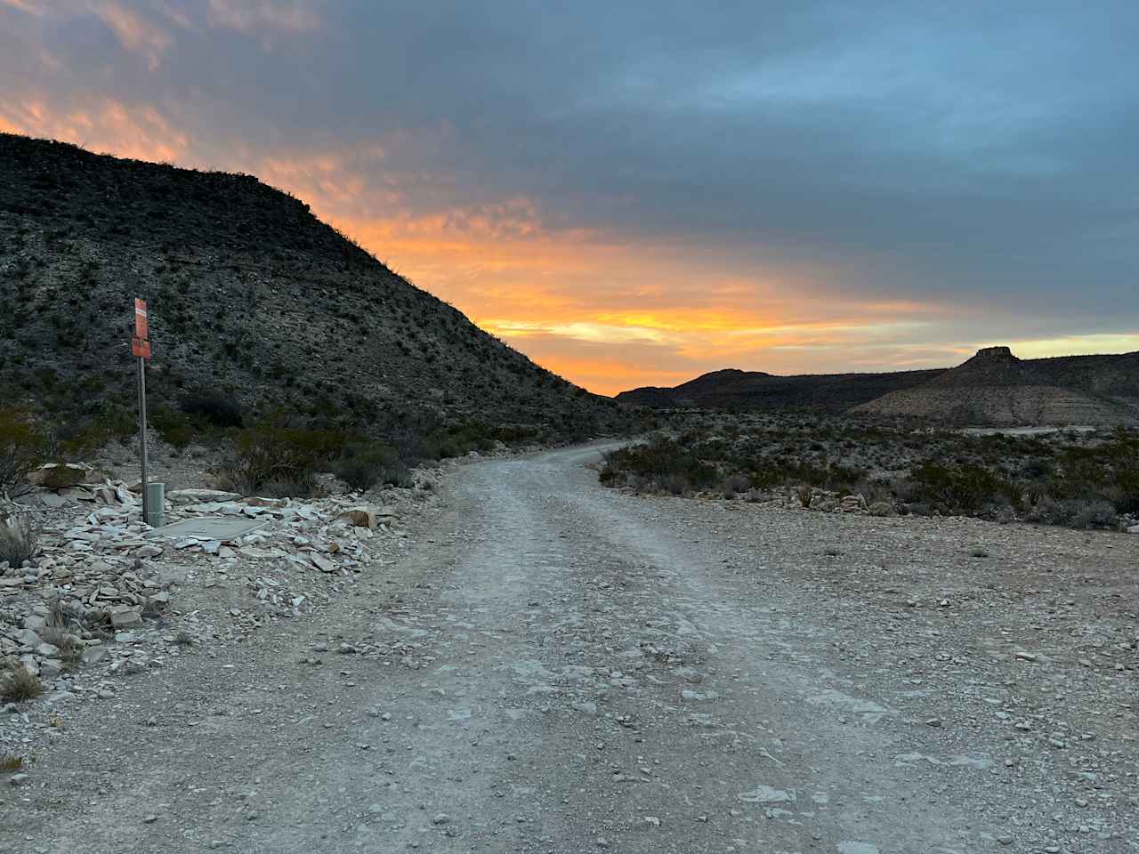 This is the road, turn right. You will see on the right side some stacking rocks and solar light. We recommend arriving and leaving the area during daylight. It is 35 mins drive from Terlingua Ranch Rd. It could be faster or slower depending on what vehicle you will be using. 
BRING EXTRA WATER
BRING EXTRA TIRE
BRING TIRE REPAIR KIT