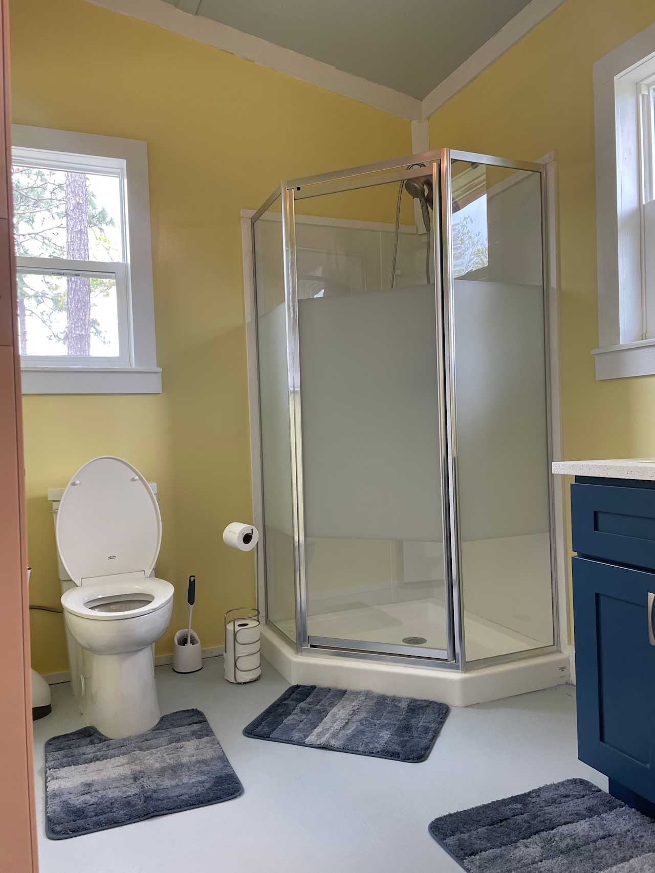 This is one of two climate controlled full bathrooms available for campers.  They are located in the big red barn.
