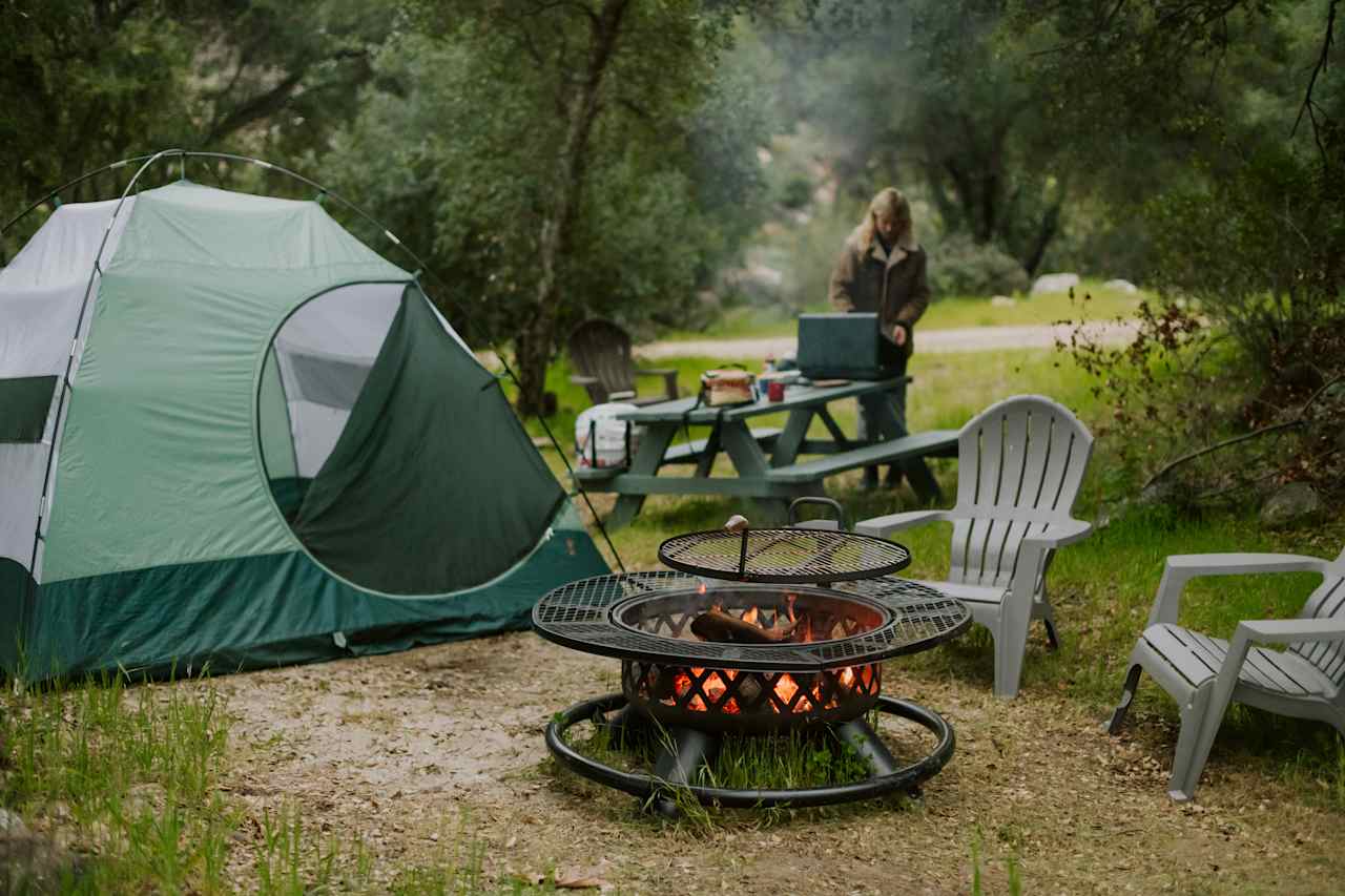 Such a cozy campsite with the fire pit