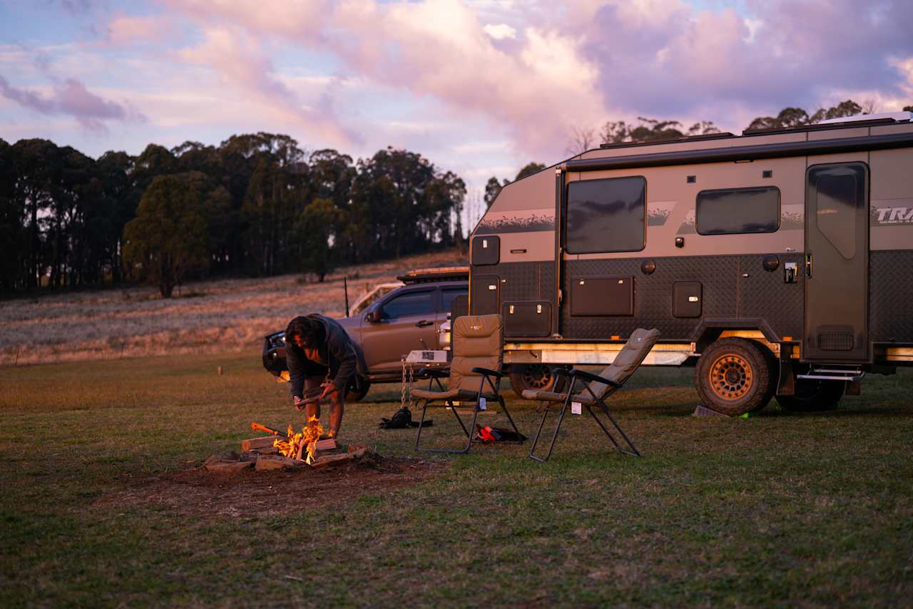 Camp setup at sunset. Lots of space to setup