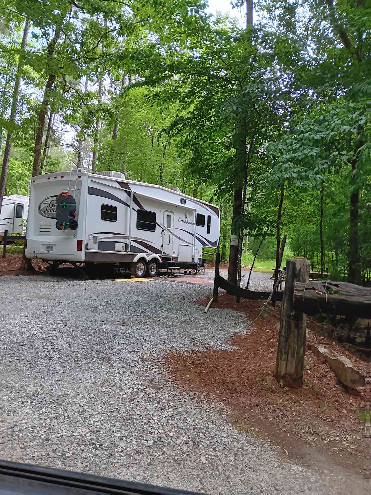 Experienced RV-er said this was their best site ever. I didn't have anymore full hook up sites available and told them they could try it. I was surprised to see this rig in place. Owner said it was no problem getting in or getting out. They loved it!