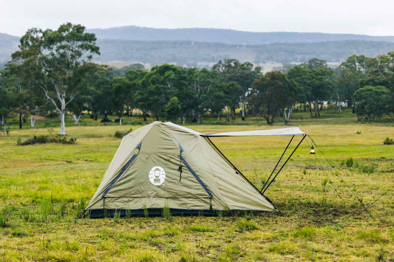 Tent setup on the hill site