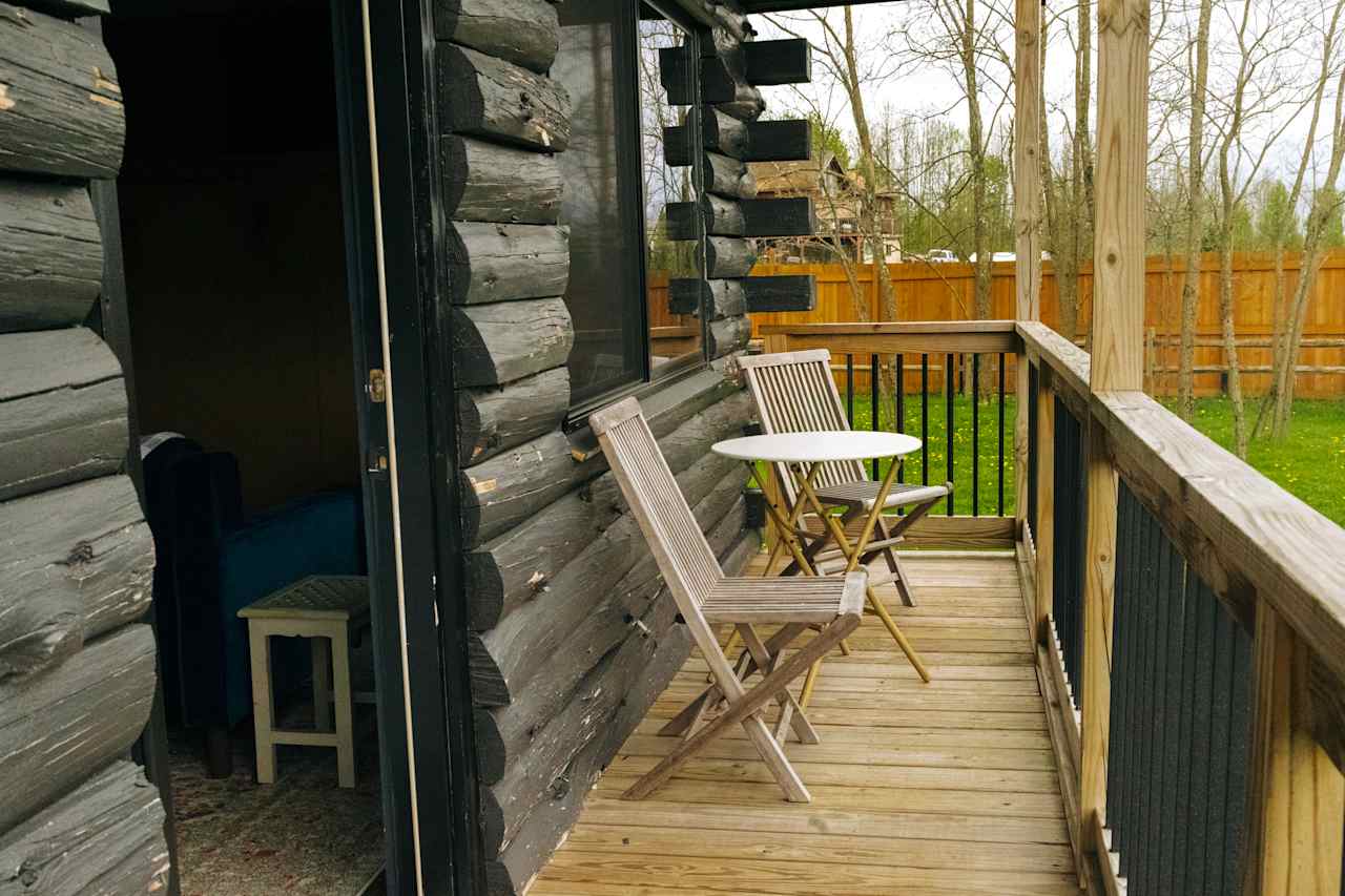 Each cabin has its own deck off the back. 