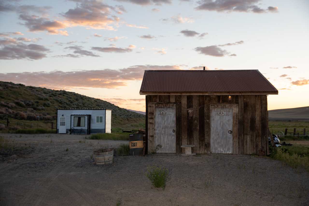 The restrooms are in the front and the guest suite is in the back