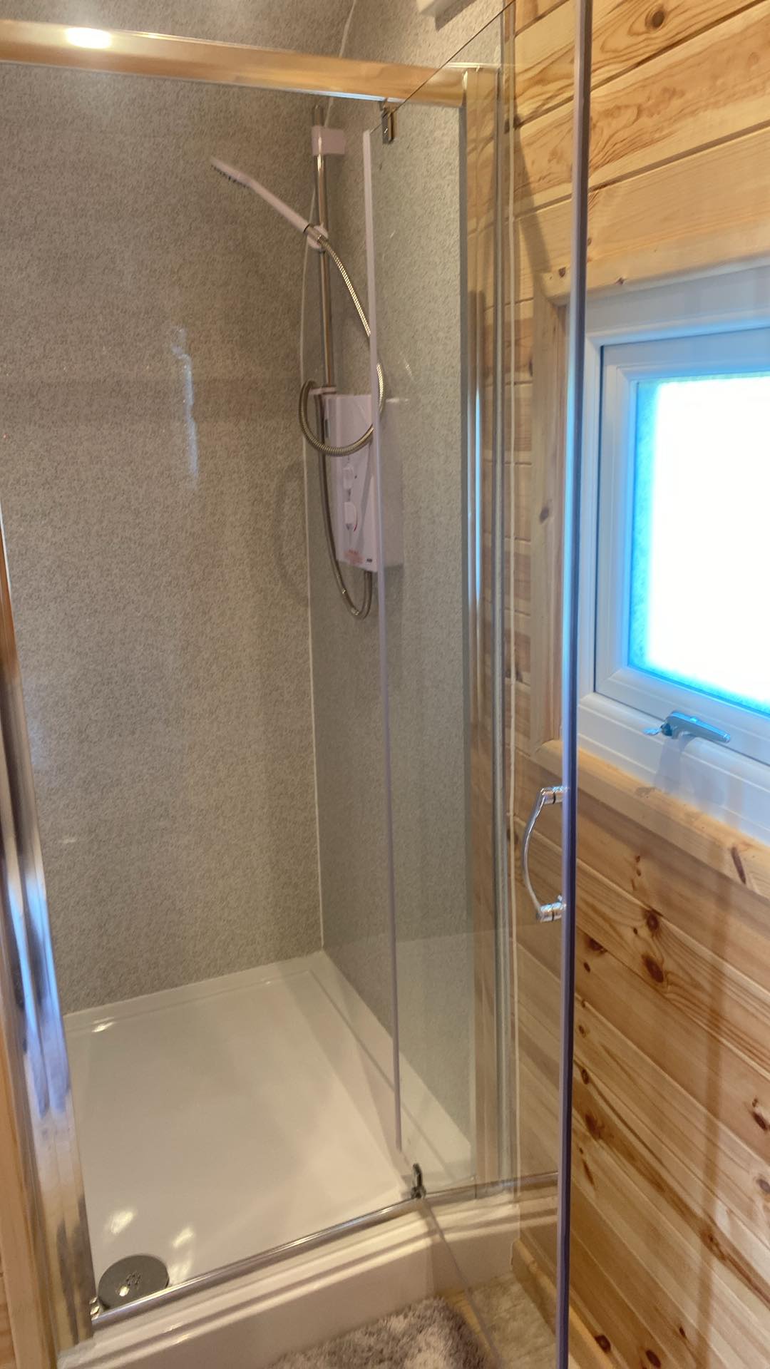 Shower in glamping pod