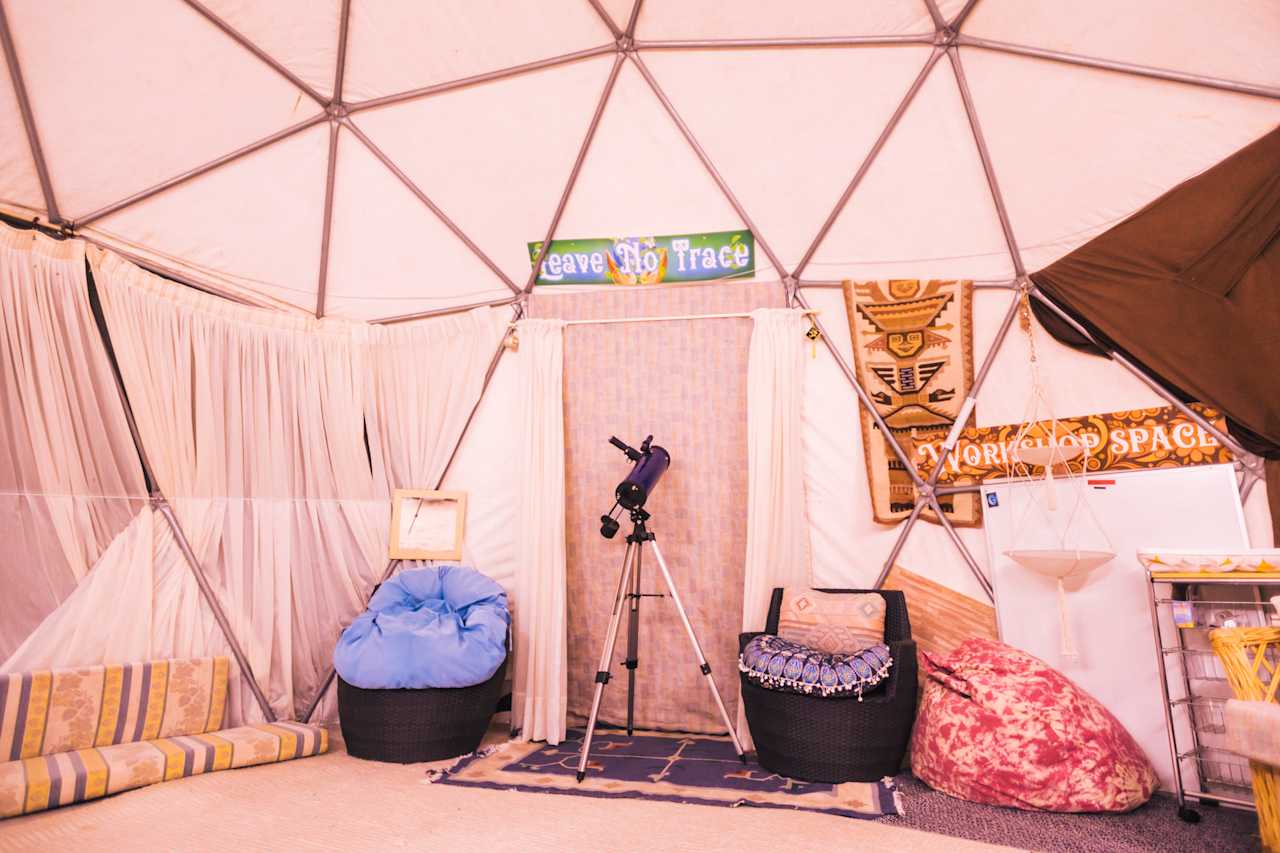 Inside the geodesic dome