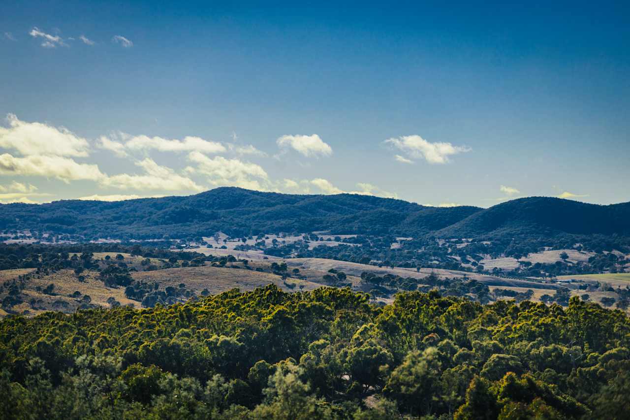 Mountain vistas from the hill, where some sites available