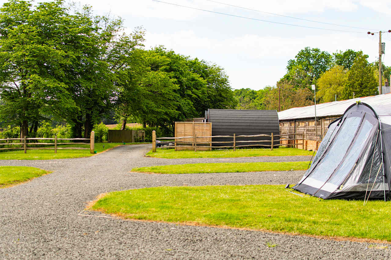 The campsite adjacent to the pods