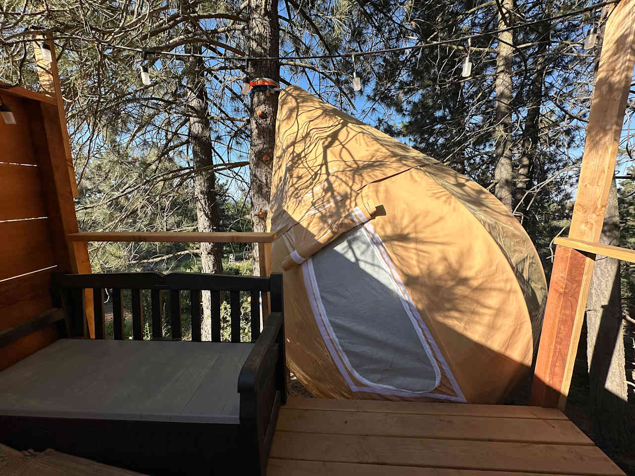 Entrance to your tree tent and your private deck! Relax and enjoy nature 